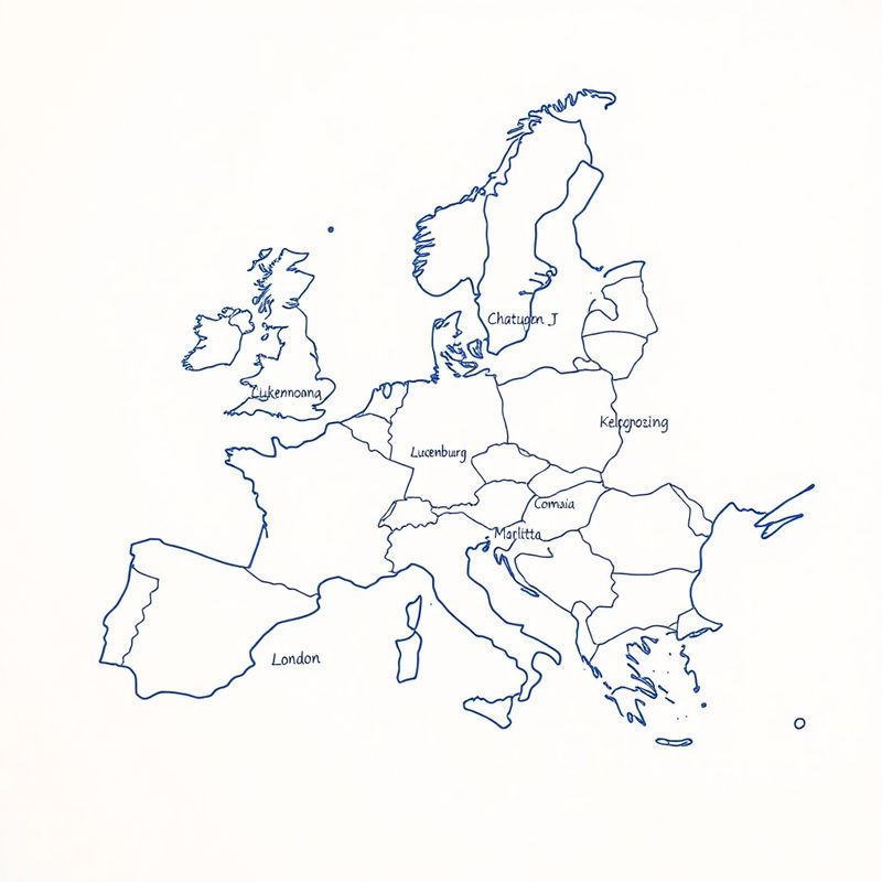 Hartă europeană cu linii ink-blue care conectează Cluj-Napoca, Viena, Luxembourg, Nicosia, Valletta și Londra